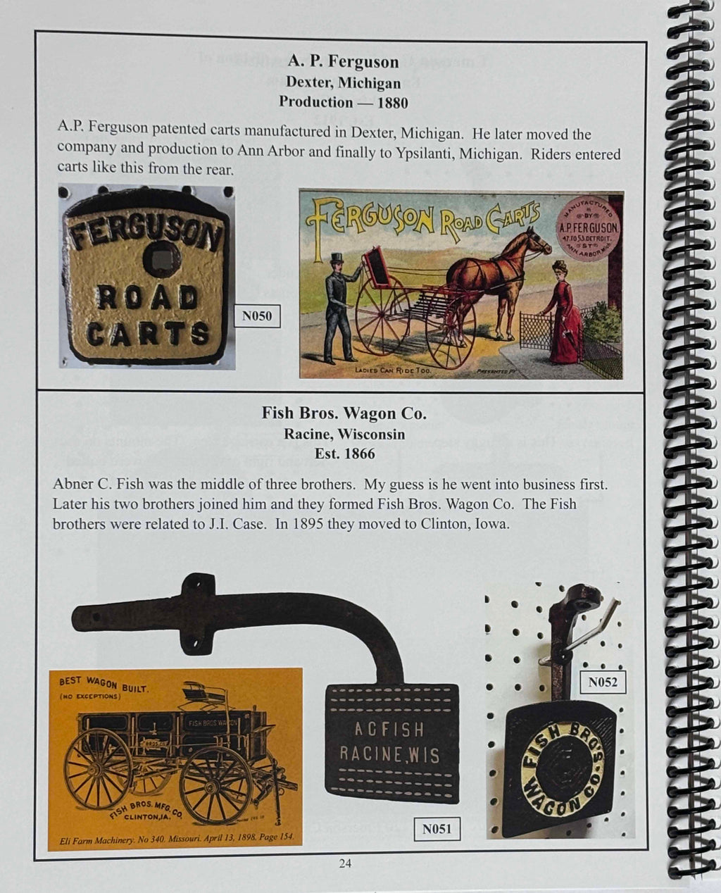 Chapter 1 sample – Company steps featuring A.P. Ferguson Road Carts and Fish Bros. Wagon Co. with period trade cards and step photos