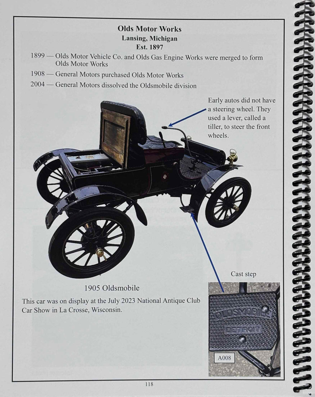 Chapter 3 sample – 1905 Oldsmobile from Olds Motor Works, Lansing, Michigan, showing cast Oldsmobile Detroit step