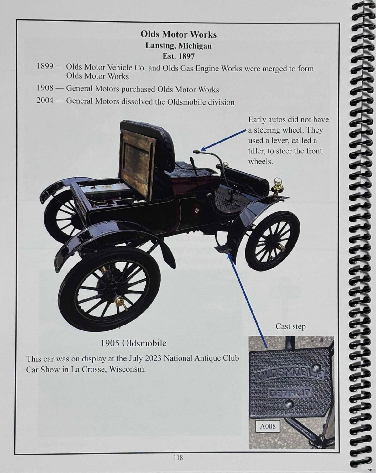 Chapter 3 sample – 1905 Oldsmobile from Olds Motor Works, Lansing, Michigan, showing cast Oldsmobile Detroit step
